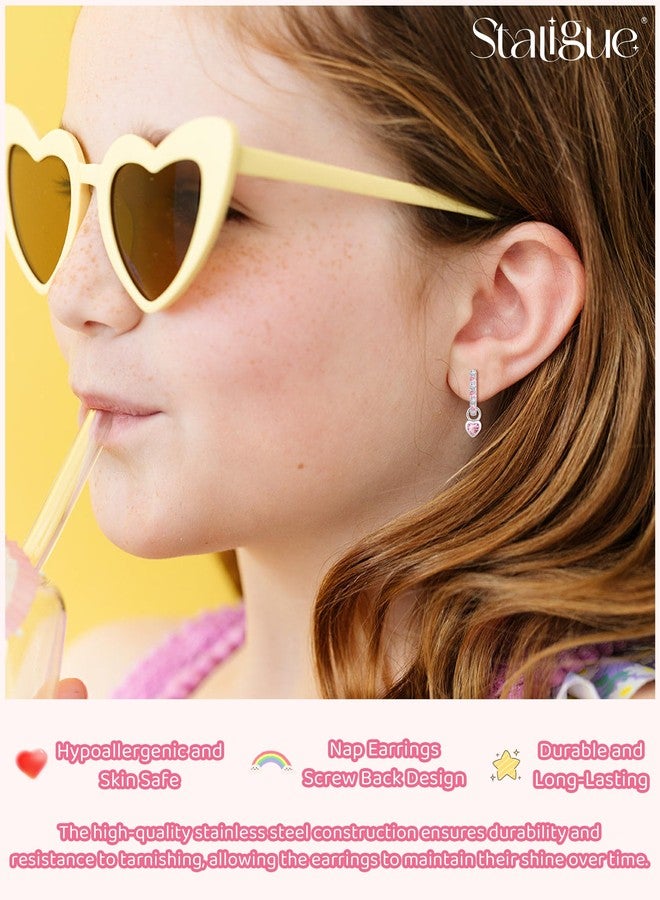 Staligue Hypoallergenic Earrings for Girls Women,Surgical Steel Screw Back Earrings for Little Girl Cute Kids Earrings Set for Sensitive Ears Screw back Stud Toddler Earring Set Kids Jewelry for Teen Girls - Image 5